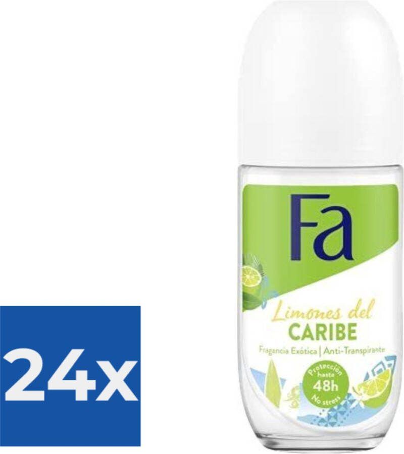 Fa 2 stuk Deo Roll-on Women Caribbean Lemon 50 ml Voordeelverpakking 24 stuks