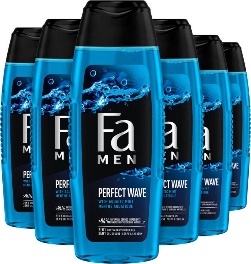 Fa Men Douchegel en Shampoo Perfect Wave 6x 250 ml Voordeelverpakkig