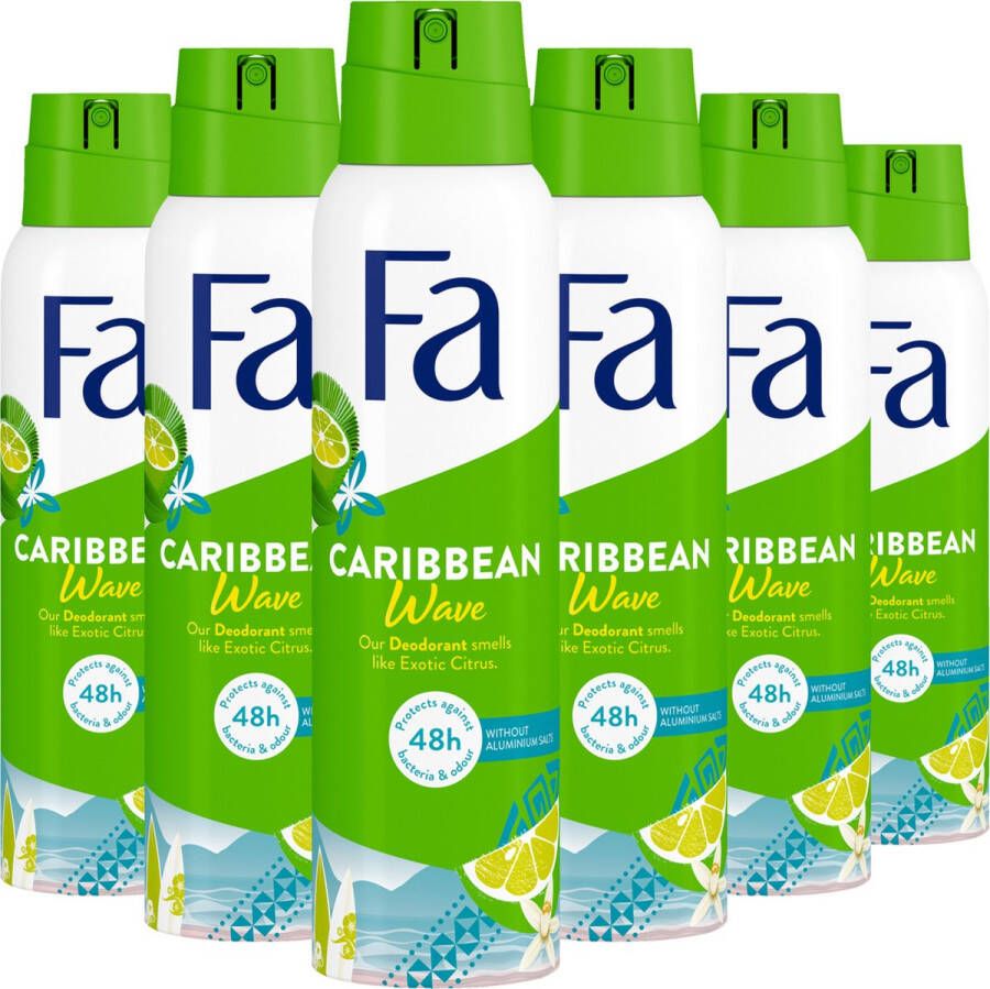 Fa Caribbean Lemon Deodorant Spray Voordeelverpakking 6 x 150 ml