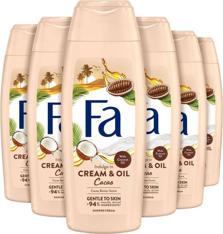 Fa Cream&Oil Cacaobutter & Coco Oil Douchegel Voordeelverpakking 6 x 250 ml