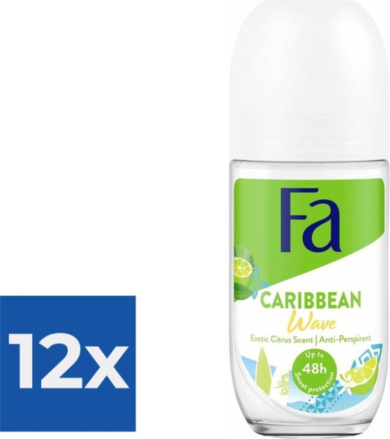 Fa Deo Roll-on Caribbean Lemon 50 ml. Voordeelverpakking 12 stuks