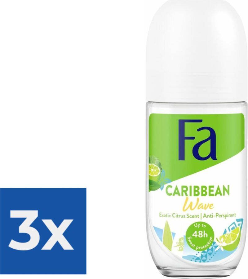 Fa Deo Roll-on Caribbean Lemon 50 ml. Voordeelverpakking 3 stuks
