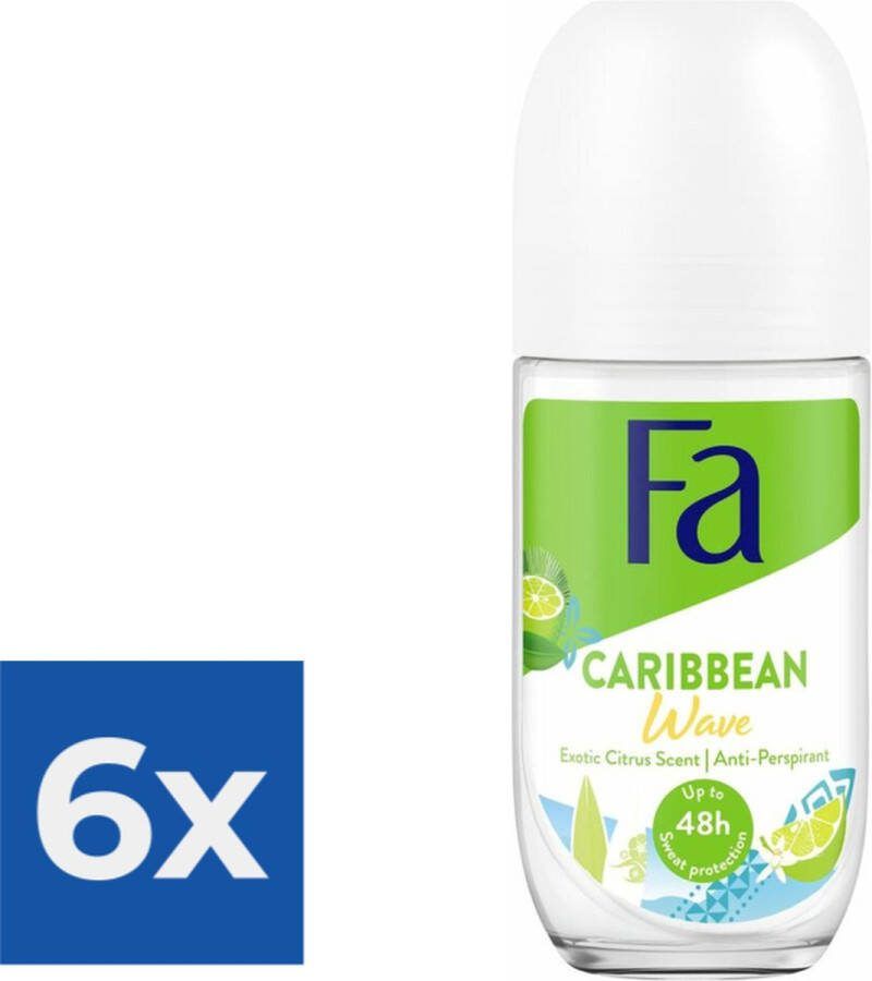 Fa Deo Roll-on Caribbean Lemon 50 ml. Voordeelverpakking 6 stuks
