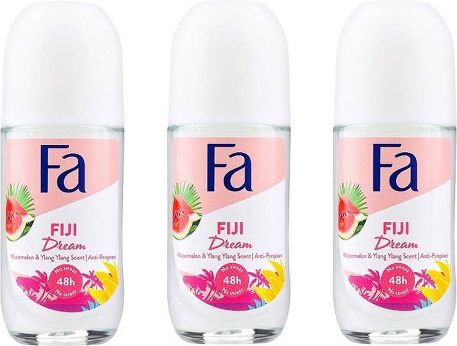 Fa Deo Roll-on Women Fiji Dream 50 ml. GLAS Voordeelverpakking 3 stuks