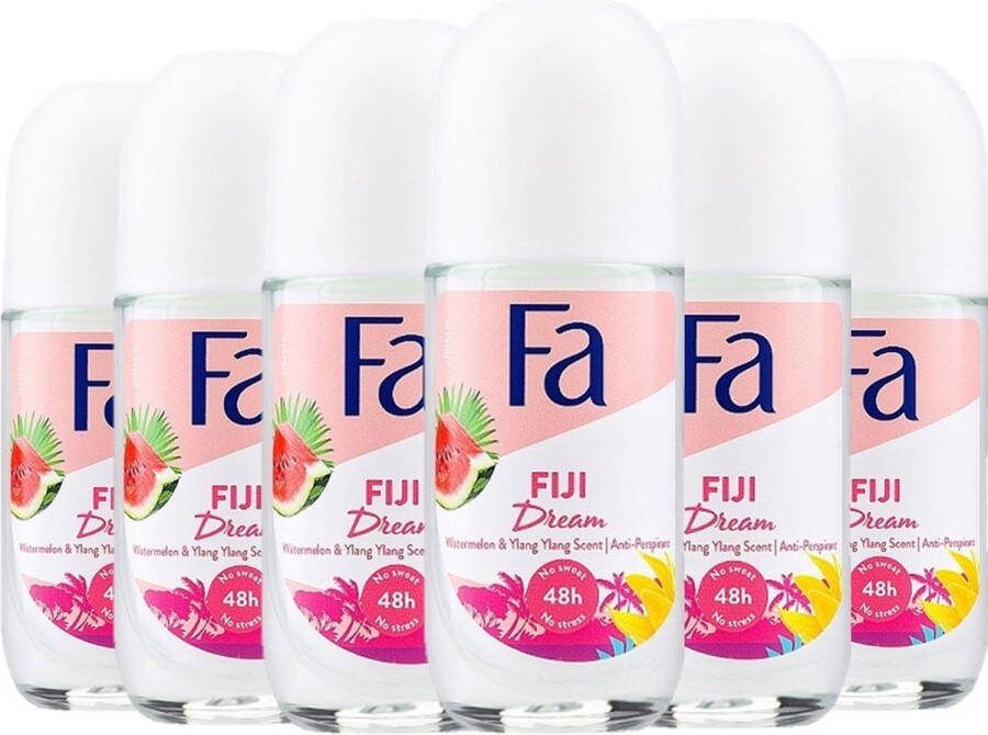 Fa Deo Roll-on Women Fiji Dream 50 ml. GLAS Voordeelverpakking 6 stuks