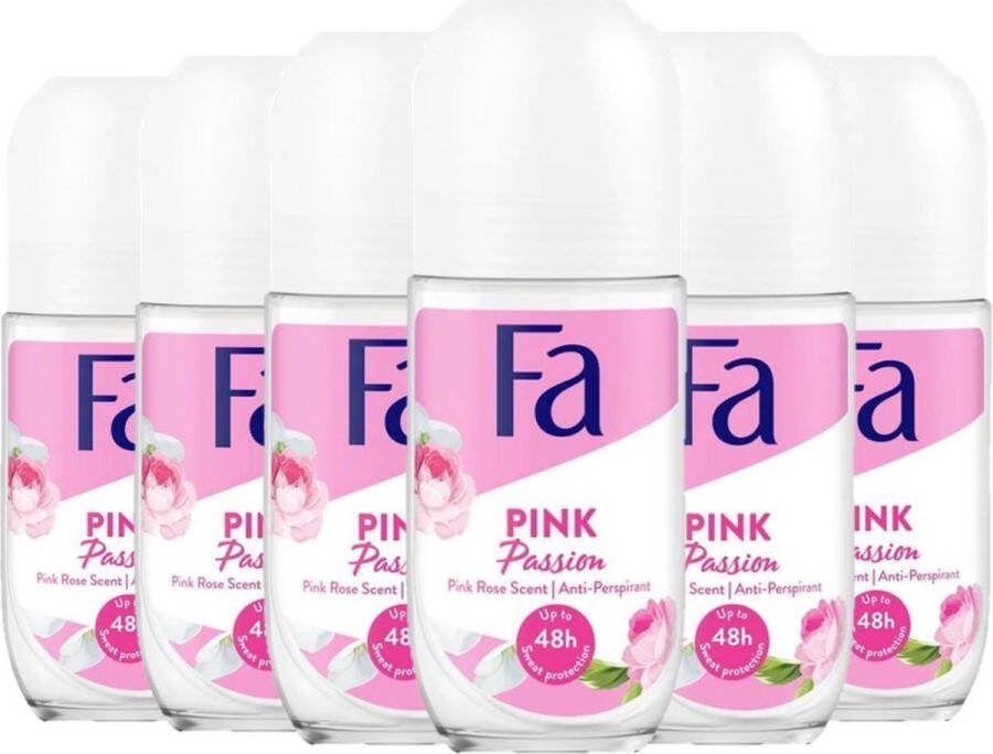 Fa Deo Roll-on Women Pink Passion 50 ml Voordeelverpakking 6 stuks