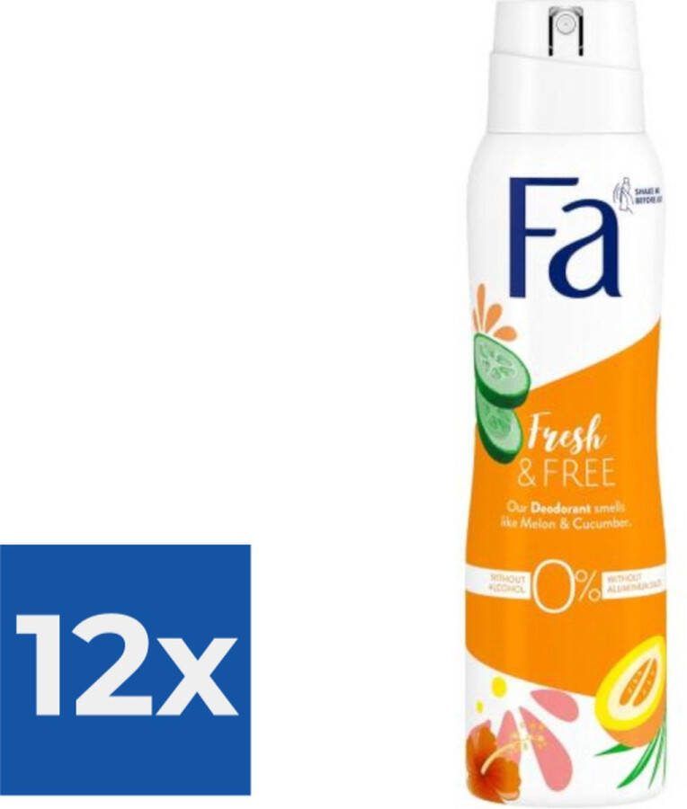 Fa Deo Spray 150ml Fresh & Free Voordeelverpakking 12 stuks
