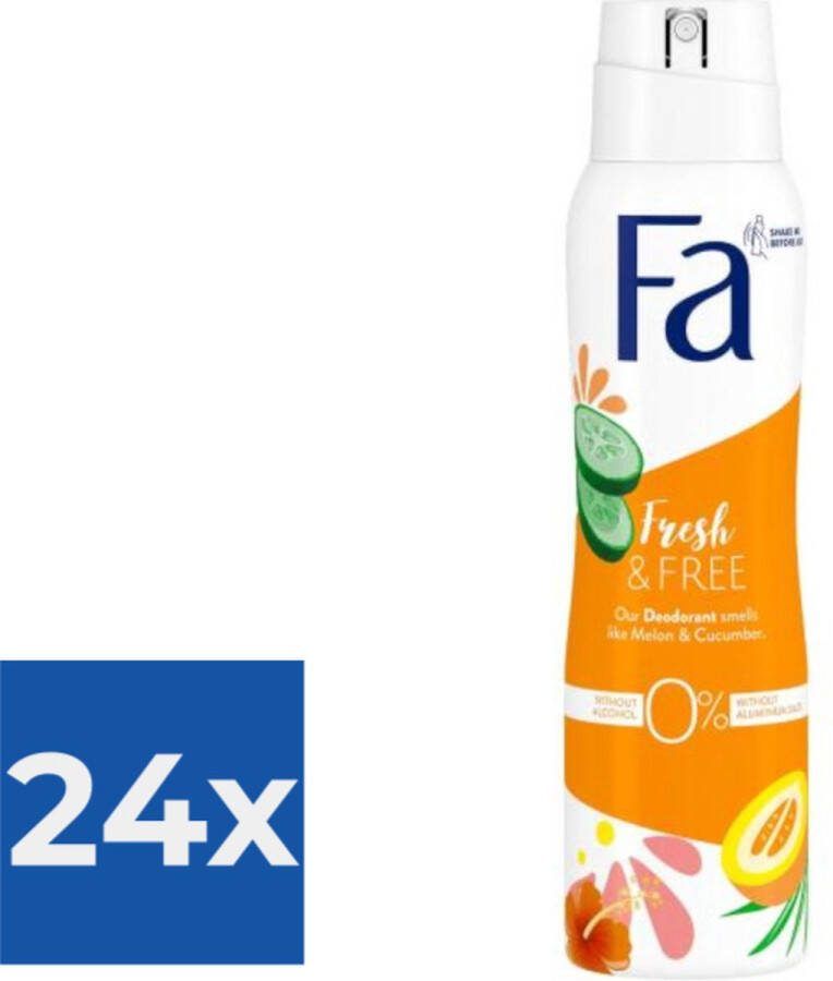 Fa Deo Spray 150ml Fresh & Free Voordeelverpakking 24 stuks