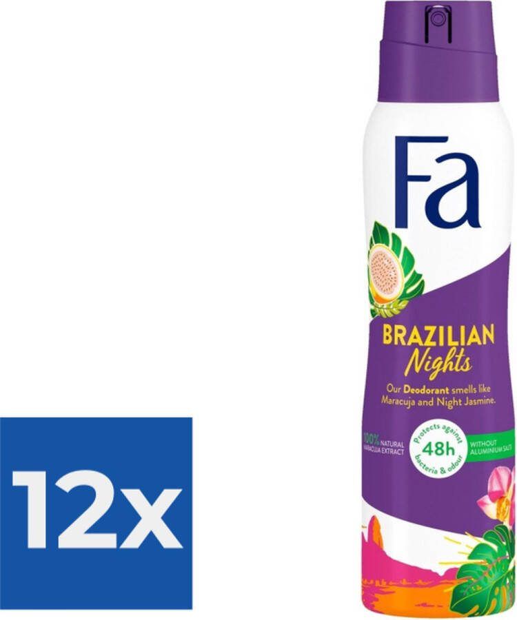 Fa Deodorant Brazilian Nights 150 ml Voordeelverpakking 12 stuks