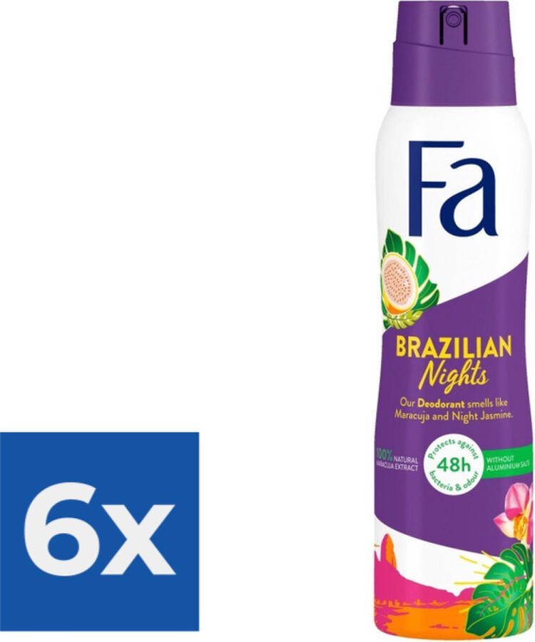 Fa Deodorant Brazilian Nights 150 ml Voordeelverpakking 6 stuks