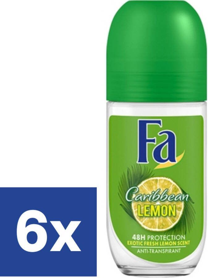 Fa Deodorant Roller Caribbean Lemon 6 x 50 ml