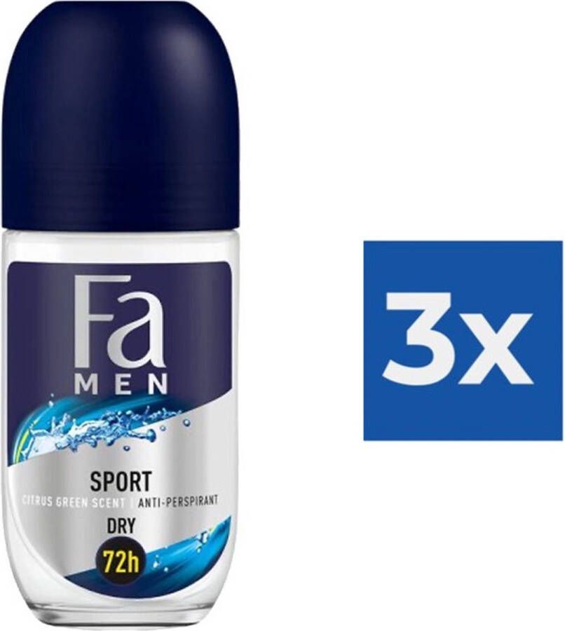 Fa Sport Energizing Fresh Deodorant Roll On 50ml Voordeelverpakking 3 stuks
