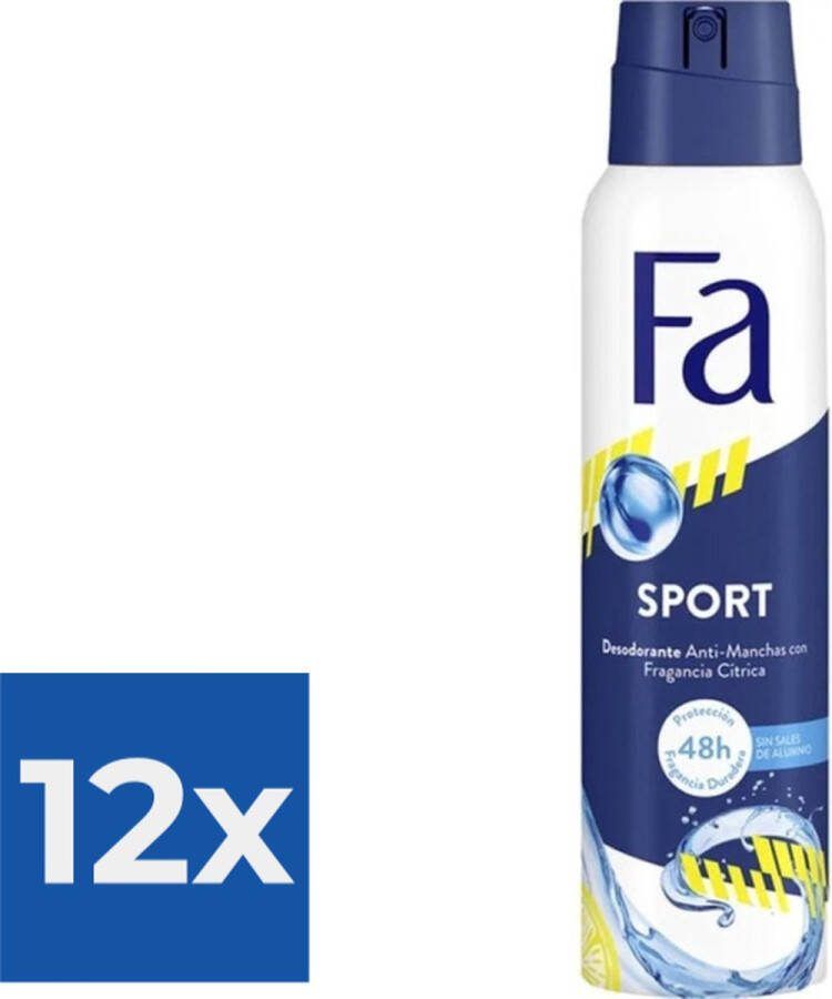 Fa Deodorant Sport 150ml Voordeelverpakking 12 stuks