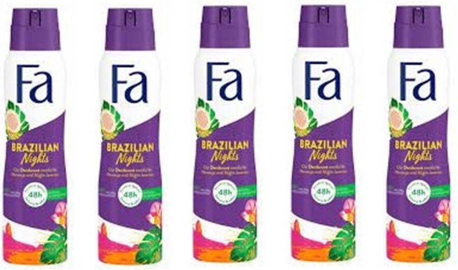 Fa Deospray 150ml Brazilian Nights Deodorant 5x 150 ml Voordeelverpakking
