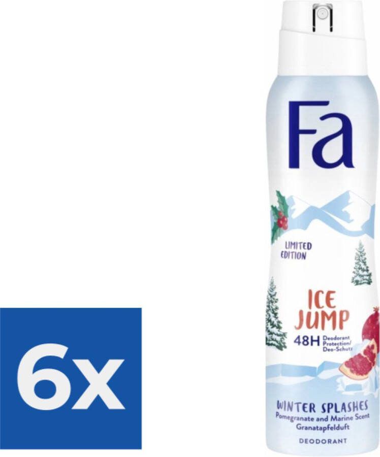 Fa deospray 150ML winter splashes ice jump Voordeelverpakking 6 stuks