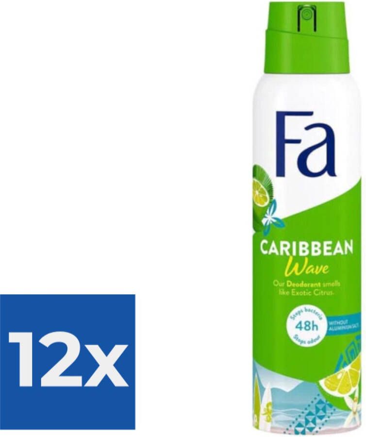 Fa Deospray Caribbean Lemon 150 ml Voordeelverpakking 12 stuks