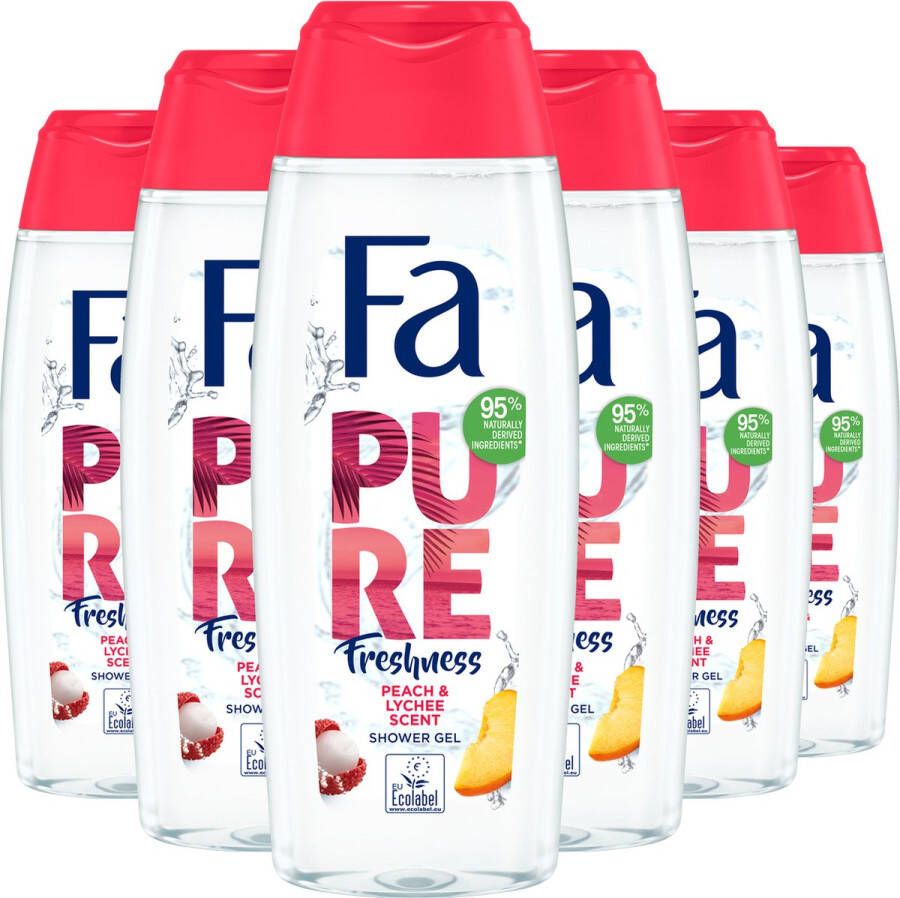 Fa Pure Freshness Peach & Lychee Douchegel Voordeelverpakking 6 x 250 ml