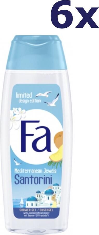 Fa 6x Douchegel Mediterranean Jewels Santorini 250ml
