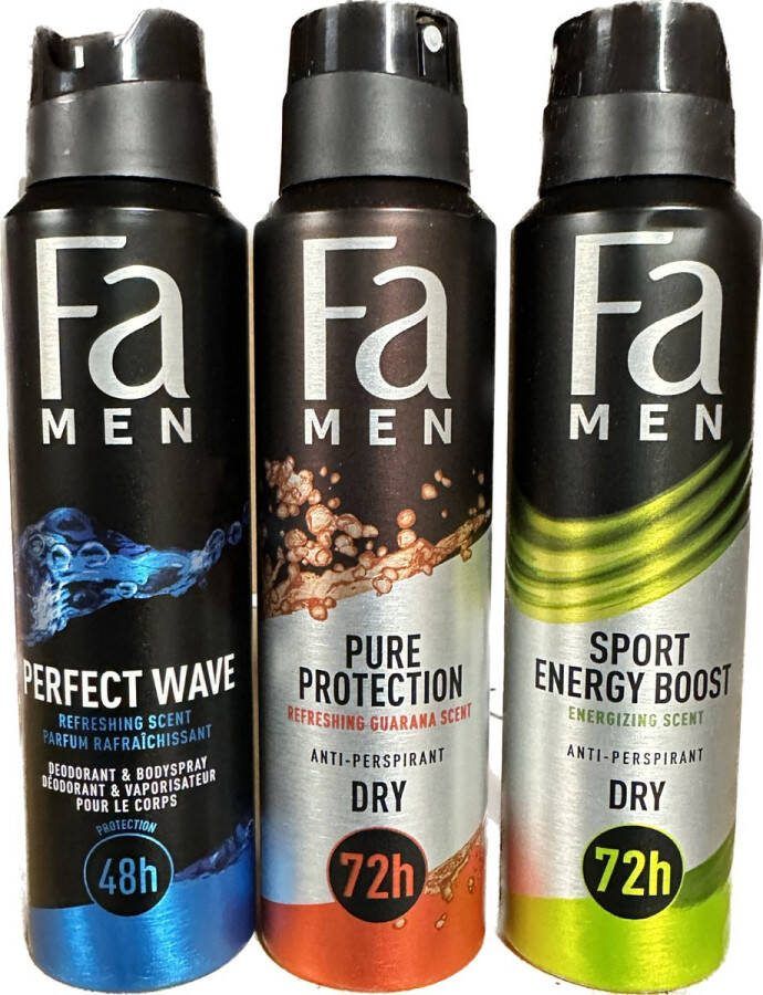 Fa MEN Deo Spray Mix Perfect Wave Refreshing Guranana Sport Energy Boost