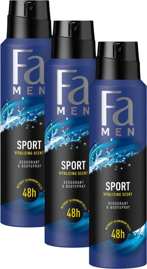 Fa Men Deodorant Spray Sport 3x 150 ml Voordeelverpakking
