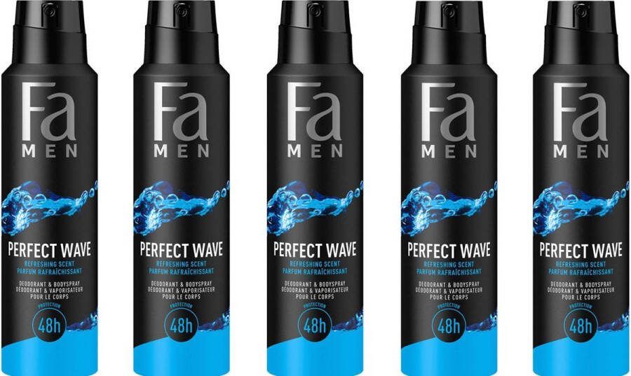 Fa Men Deospray Perfect Wave- Deodorant 5x 150 ml Voordeelverpakking