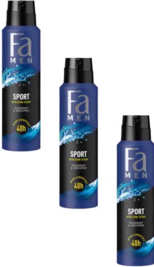 Fa Men Deospray Sport Voordeelverpakking 3 x 150 ml