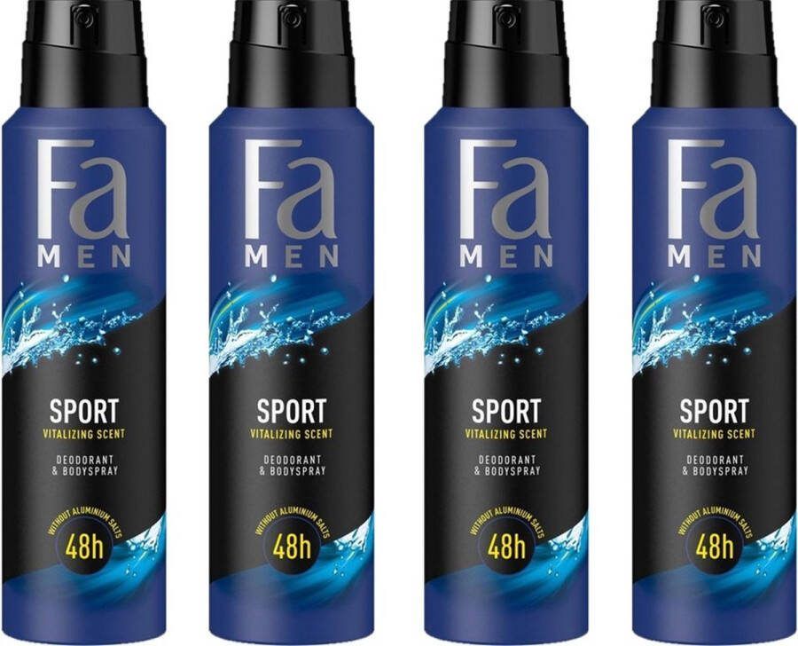 Fa Men Deospray Sport Voordeelverpakking 4 x 150 ml