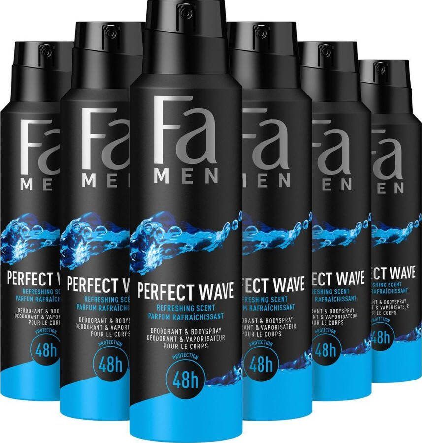 Fa Men Perfect Wave deodorant spray 6 x 150 ml voordeelverpakking