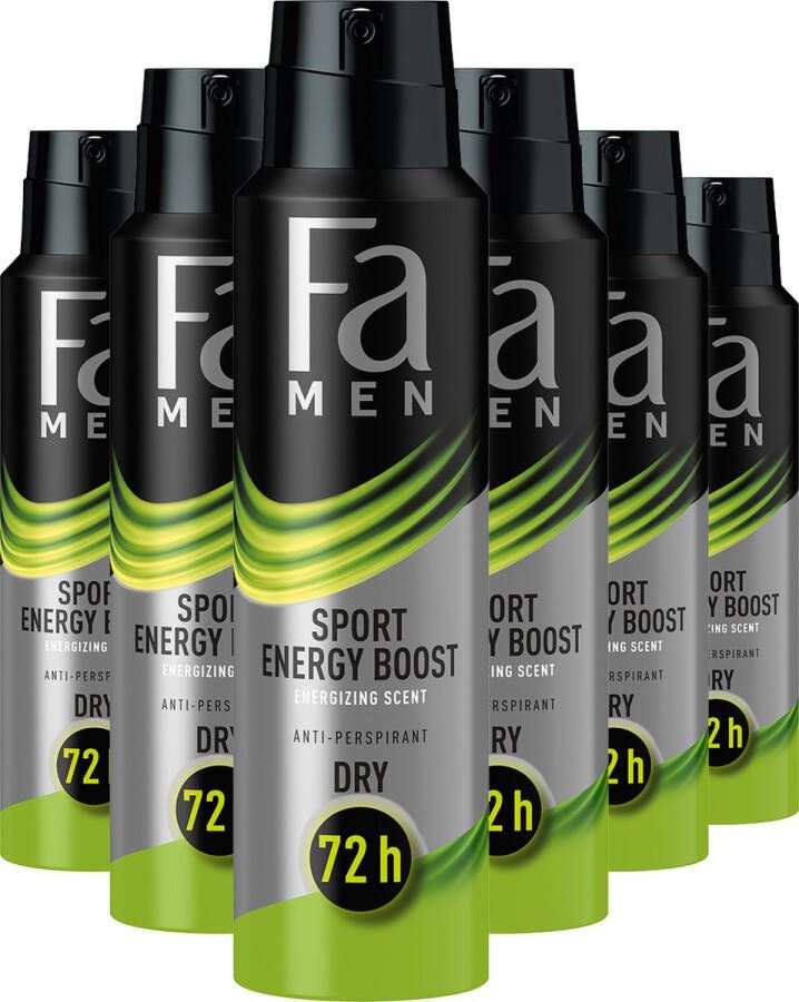 Fa Men Sport Energy Boost Deodorant Spray Voordeelverpakking 6 x 150 ml