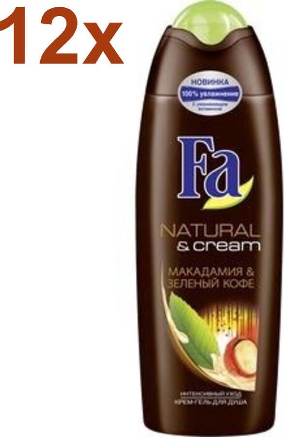 Fa Natural & Cream Macadamia & Green Coffee Douchecrème 12x 250 ml Voordeelverpakking