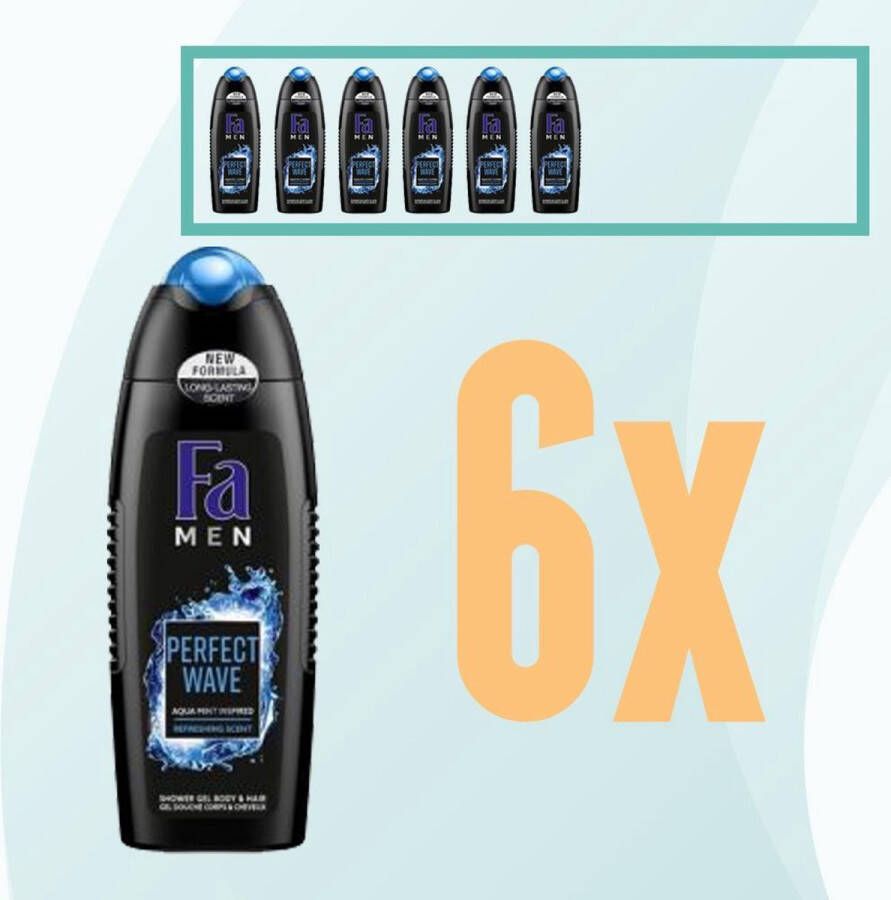 Fa Perfect Wave Men Douchegel Showergel 6x250 ml Voordeelverpakking Voordeelpakket Pakket