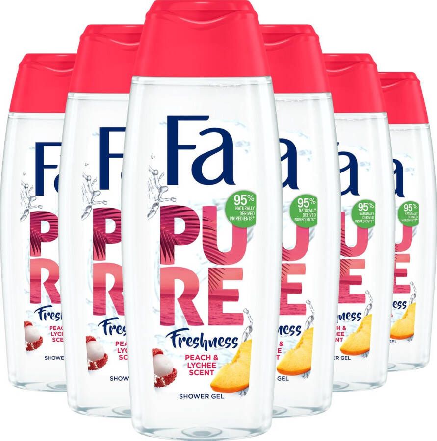 Fa Pure Freshness Peach & Lychee Douchegel 6x 250ml Voordeelverpakking