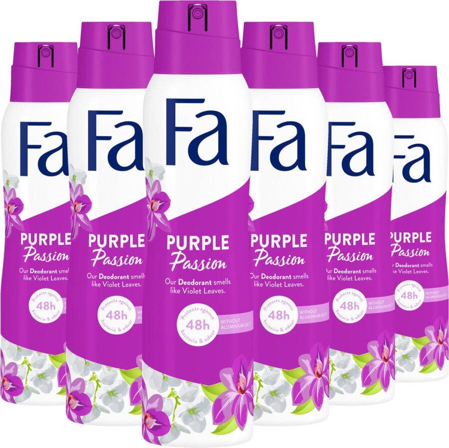 Fa Purple Passion Deodorant Spray Voordeelverpakking 6 x 150 ml