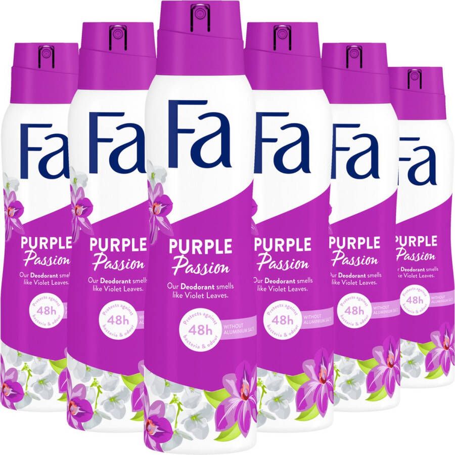 Fa Purple Passion Deodorant Spray Voordeelverpakking 6 x 150 ml