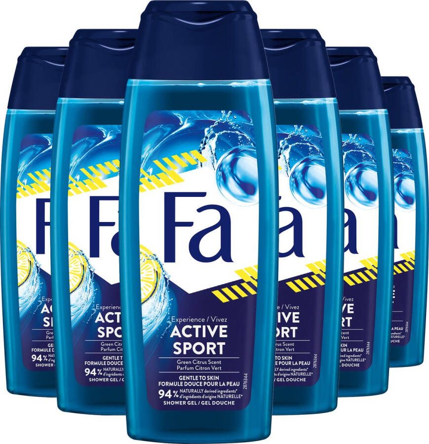 Fa Sport Unisex Man & Vrouw Douchegel Voordeelverpakking 6 x 250 ml