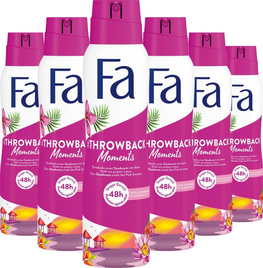 Fa Throwback Moments Deodorant Spray Voordeelverpakking 6 x 150 ml