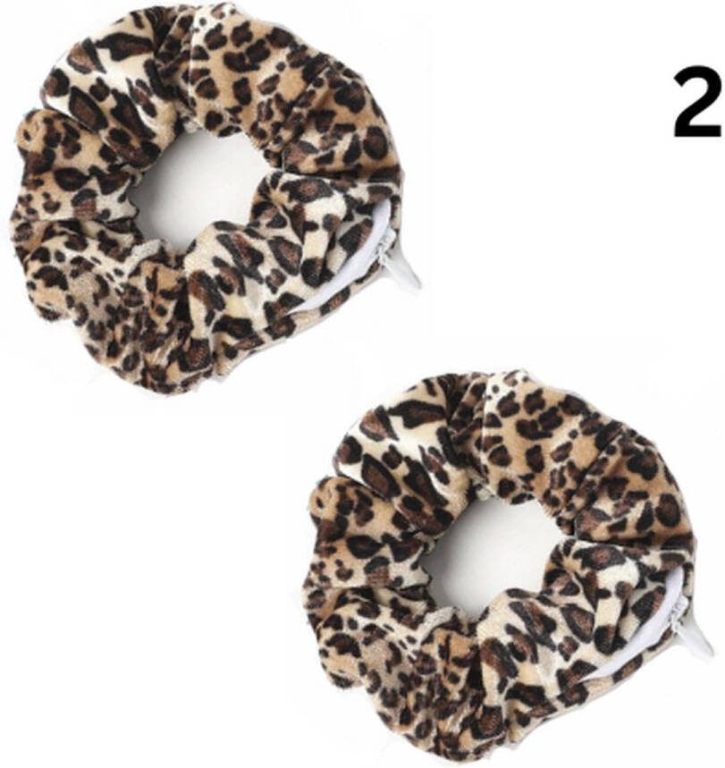 FA-VE Scrunchies Met Rits Set van 2 Scrunchie Met Rits Scrunchies Scrunchie Rits Scrunchie Met Vakje Panterprint