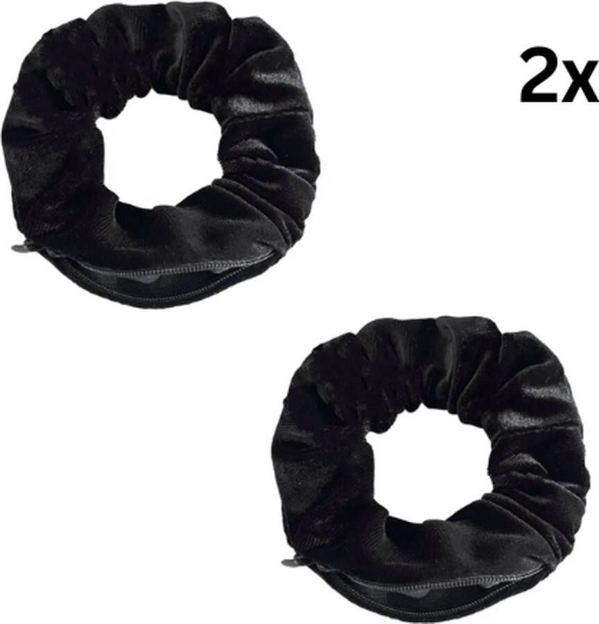 FA-VE Scrunchies Met Rits Set van 2 Scrunchie Met Rits Scrunchies Scrunchie Rits Scrunchie Met Vakje Zwart