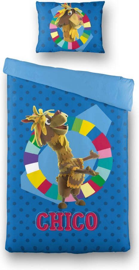 Fabeltjeskrant Chico Lama Kinder Dekbedovertrek Eenpersoons 140x200 220 cm + 1 kussensloop 60x70 cm Blauw