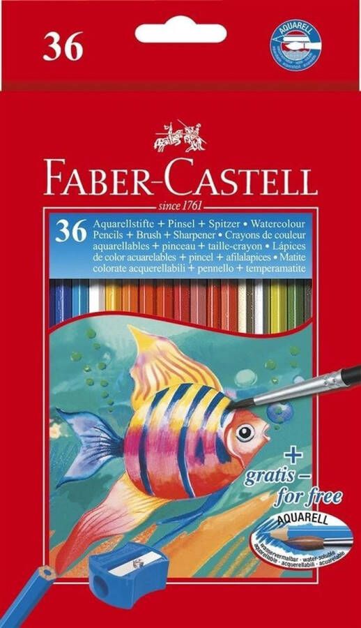 Faber-Castell aquarelpotloden 36 stuks met puntenslijper en penseel FC-114437