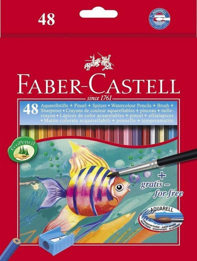 Faber-Castell aquarelpotloden 48 stuks met puntenslijper en penseel FC-114448