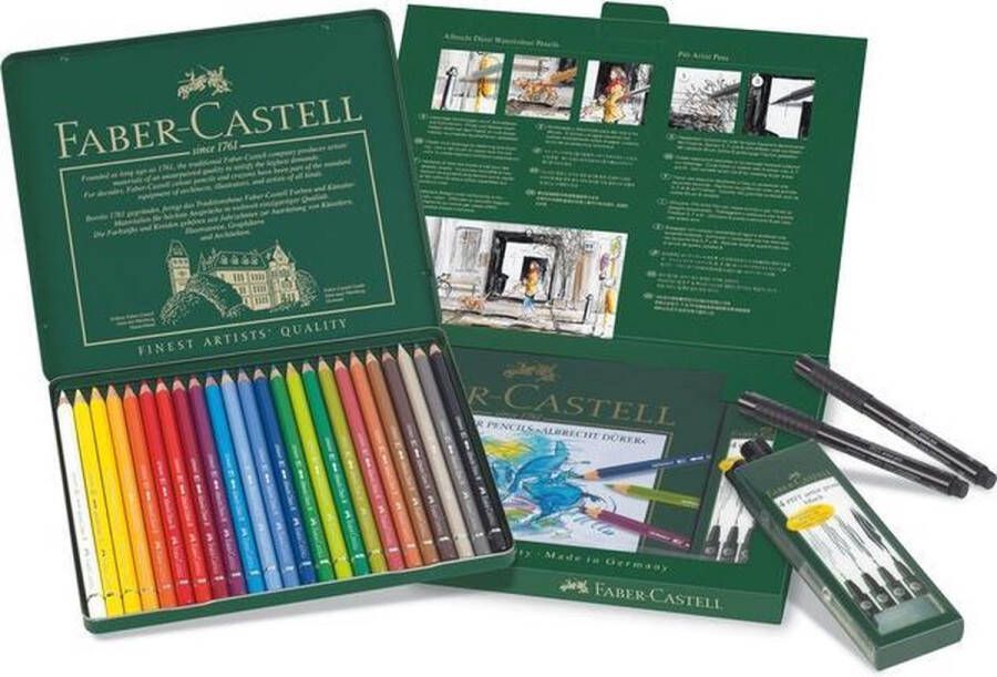 Faber-Castell Aquarelpotlood Albrecht Dürer 24 stuks + 4x Artist pen zwart