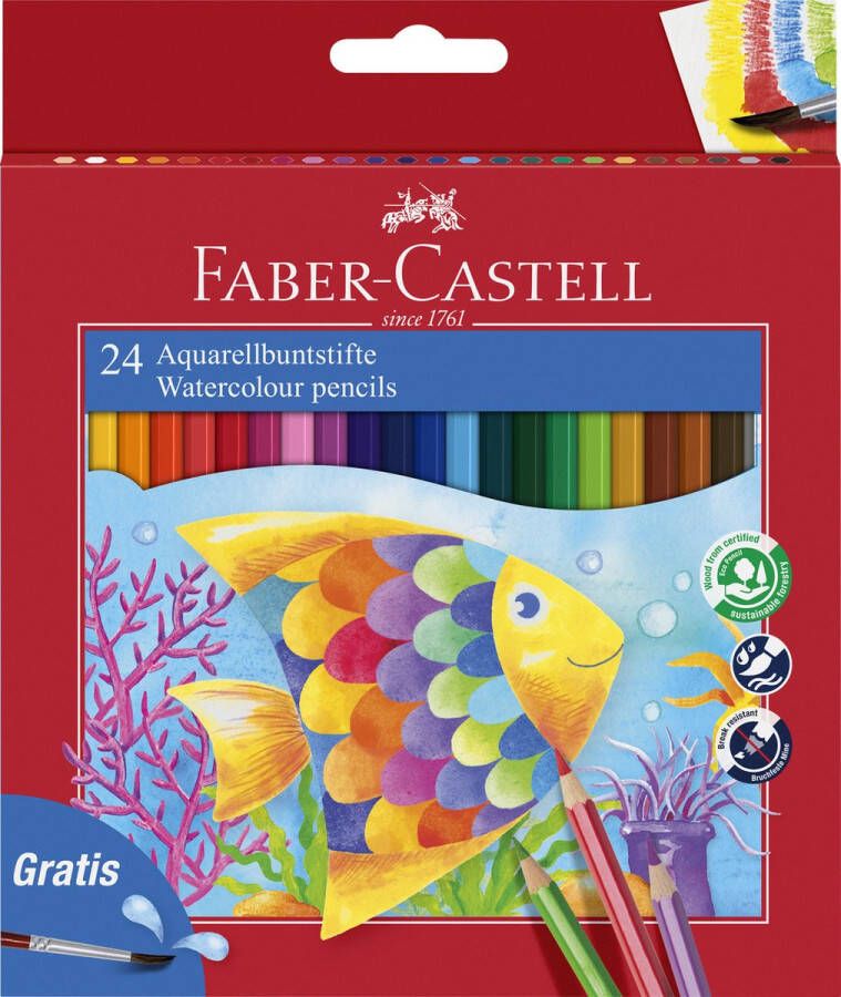 Faber Castell Aquarelpotlood Faber-Castell etui a 24 stuks + penseel