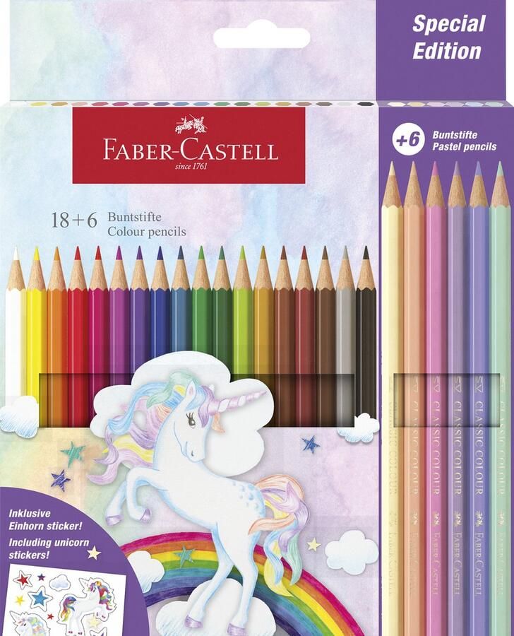 Faber-Castell kleurpotlood Unicorn zeskantig 24 stuks in karton etui FC-111221