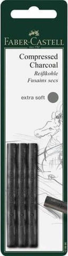 Faber-Castell houtskool Pitt Monochrome geperst extra soft 3 stuks blister FC-129996
