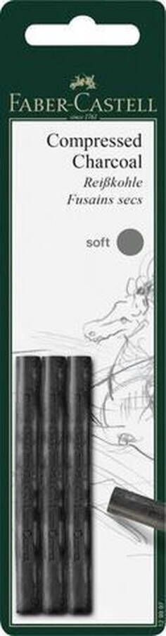 Faber-Castell houtskool Pitt Monochrome geperst soft 3 stuks op blister FC-129997