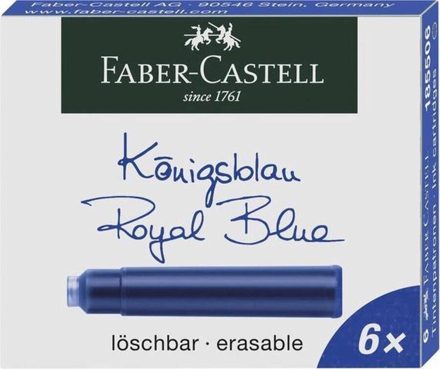 Faber-Castell inktpatronen blauw 6 stuks uitwisbaar FC-185506