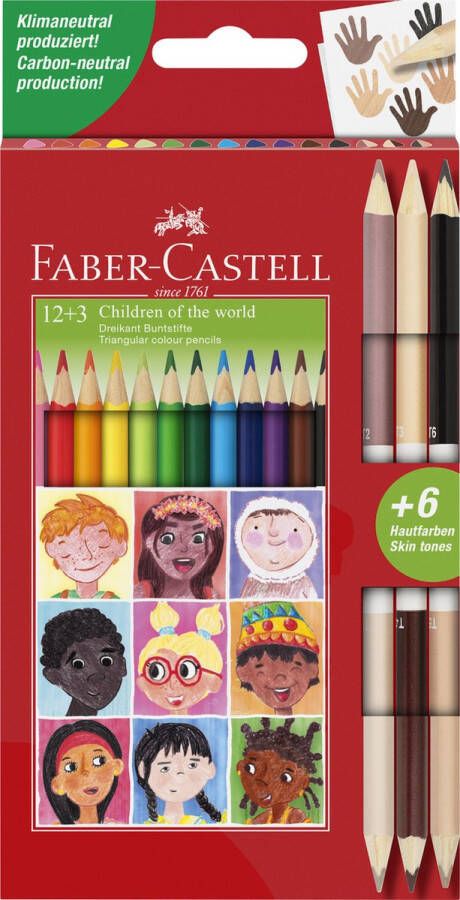 Faber-Castell kleurpotloden Children of the world driekant 12+3 stuks FC-511514
