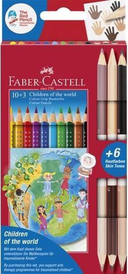 Faber-Castell Kleurpotloden Grip Children of The World in kartonnen etui á 10+3 stuks FC-201746