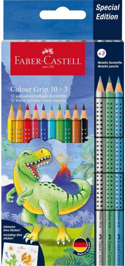 Faber-Castell kleurpotloden Grip Dino 10 colour grip + 3 metallic grip FC-201545